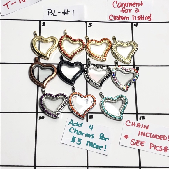 BL-#1.   Basic heart floating story lockets - Picture 3 of 10